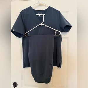 Figs scrub set - Catarina one pocket scrub top and Zamora jogger in dark harbor